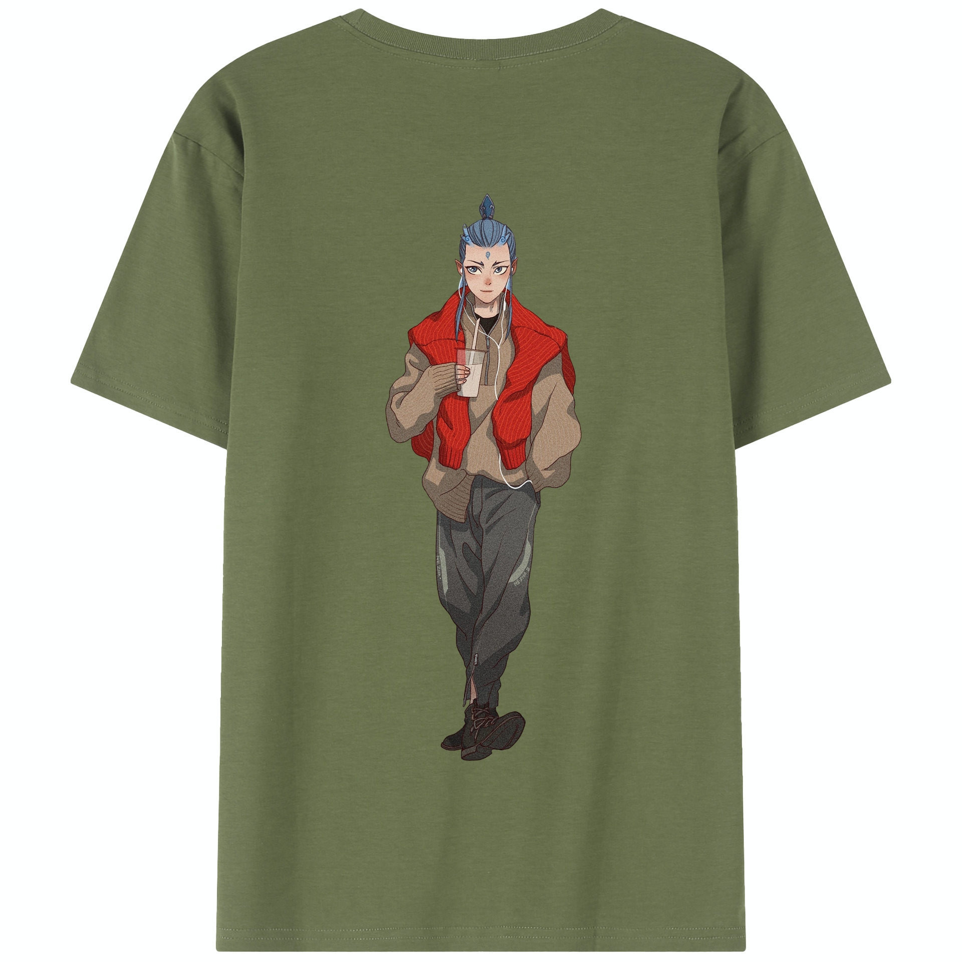 （画像用） Ne Zha 2 ナタ 魔童の大暴れ 綿100％半袖Tシャツ（背面プリント）